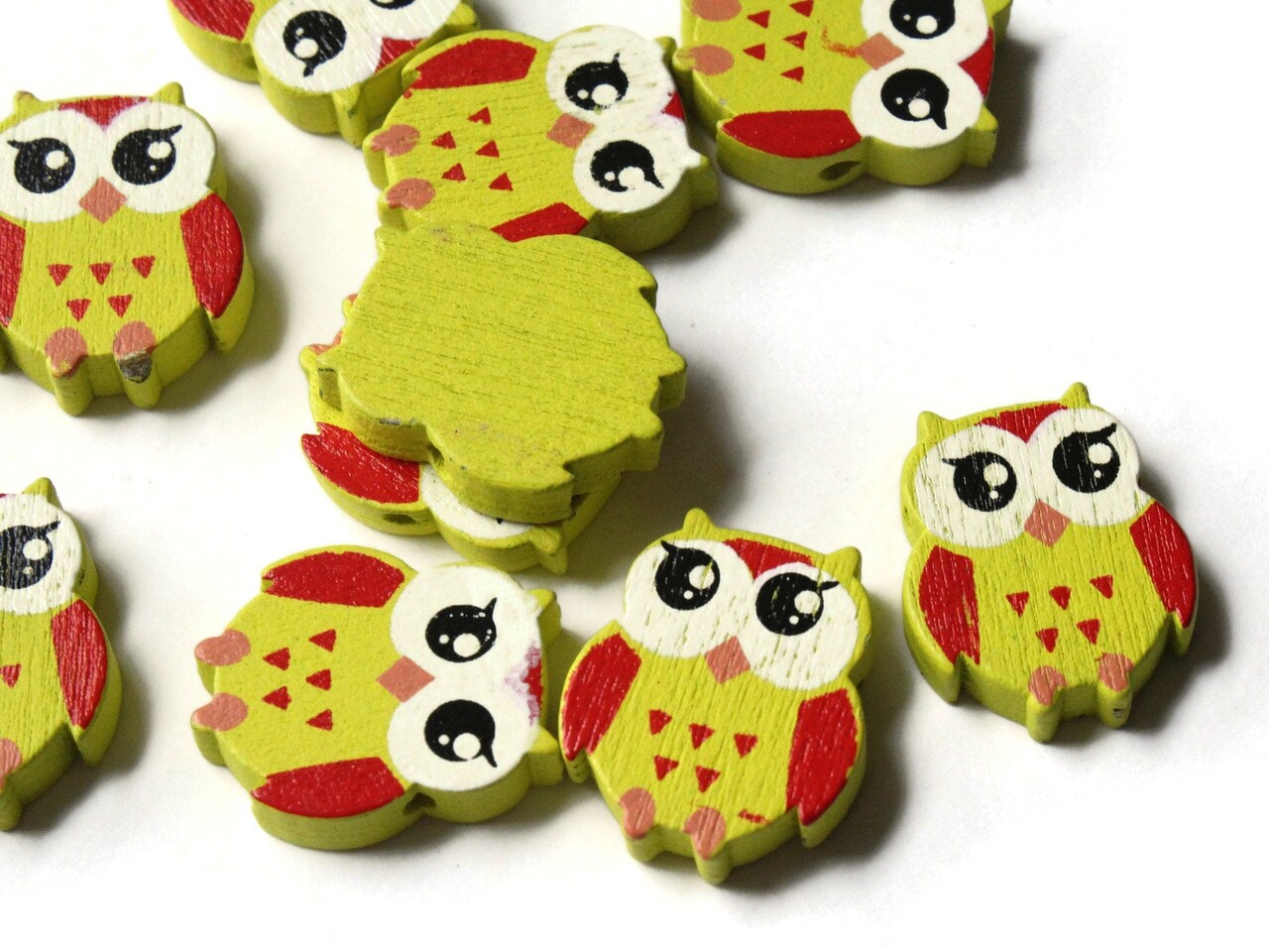12 22mm Yellow Wooden Owl Beads Wood Animal Beads Cute Bird Beads Novelty Beads to String